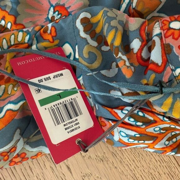 $69 Vince Camuto  Floral Square-Neck Smocked-Back Maxi Dress Size large m9 - Picture 4 of 5